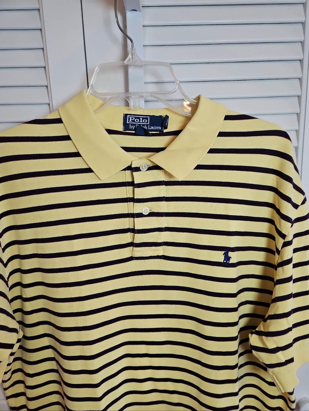 Polo Ralph Lauren XL Yellow Navy Burgundy Striped Polo Shirt Cotton